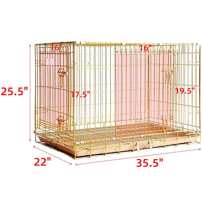 24-42" Copper Gold Wire Dog Crate GLD24/30/36/42