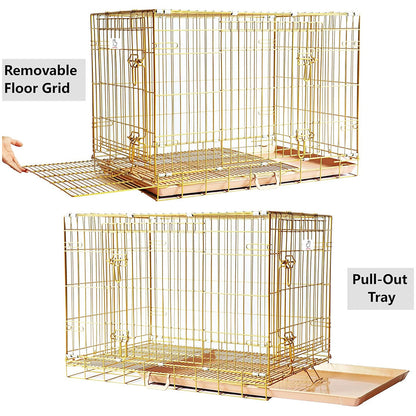 24-42" Copper Gold Wire Dog Crate GLD24/30/36/42