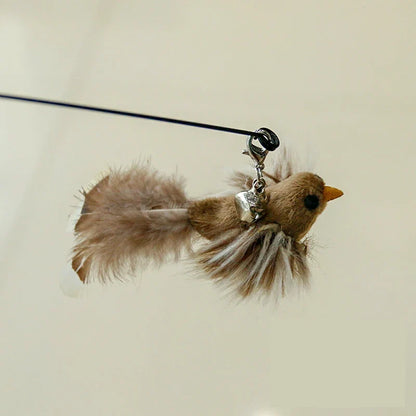 Interactive Bird Feather Cat Wand Toy for Indoor Hunting Play