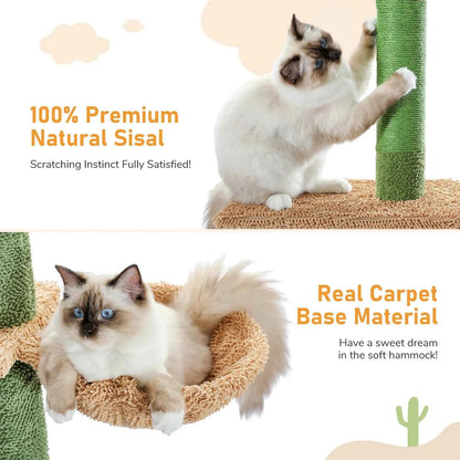 5 Tier Cat Tree Tower with Scratching Posts & Hammock